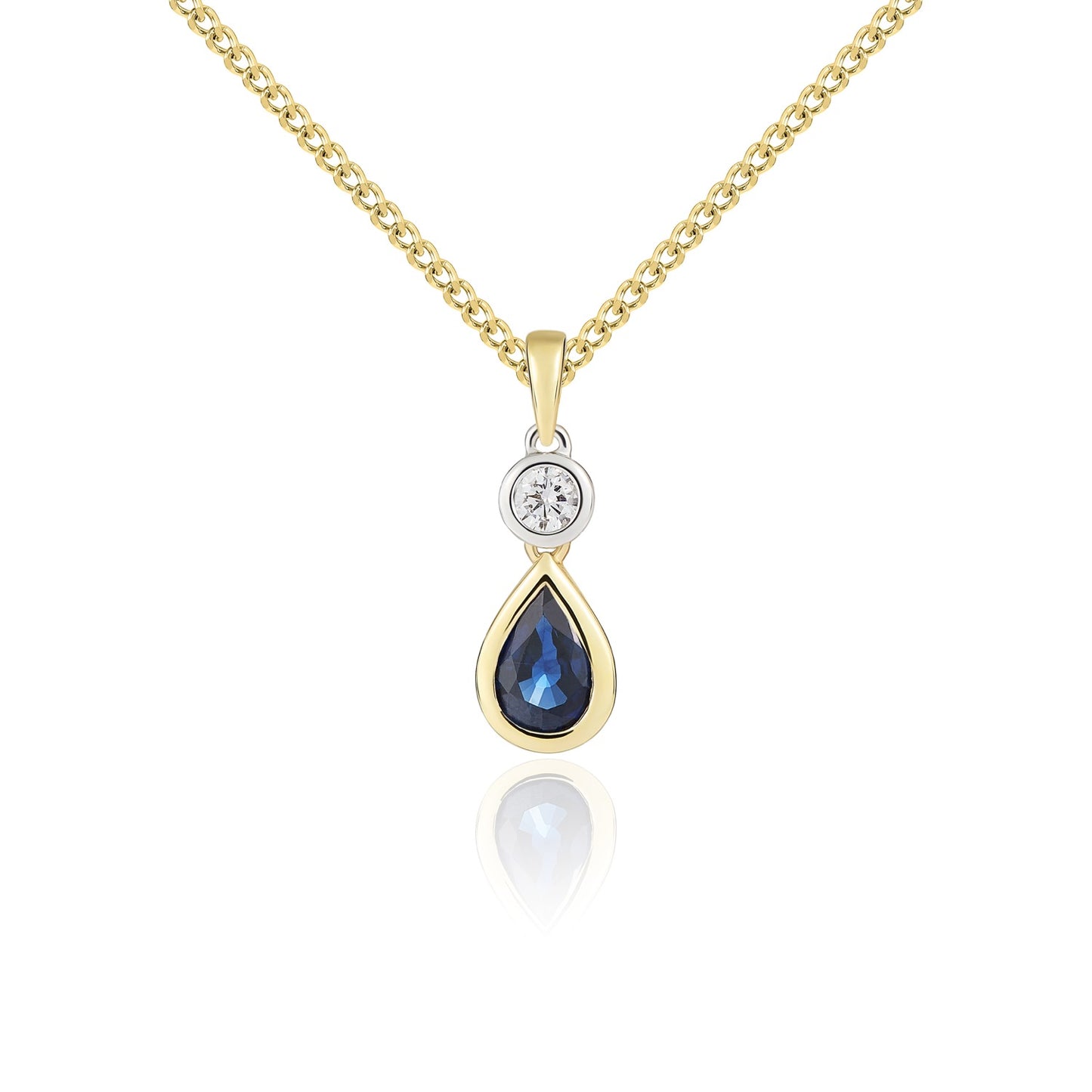 18ct Yellow And White Gold Sapphire And Diamond Pendant.