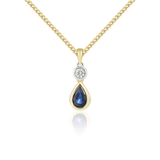 18ct Yellow And White Gold Sapphire And Diamond Pendant.