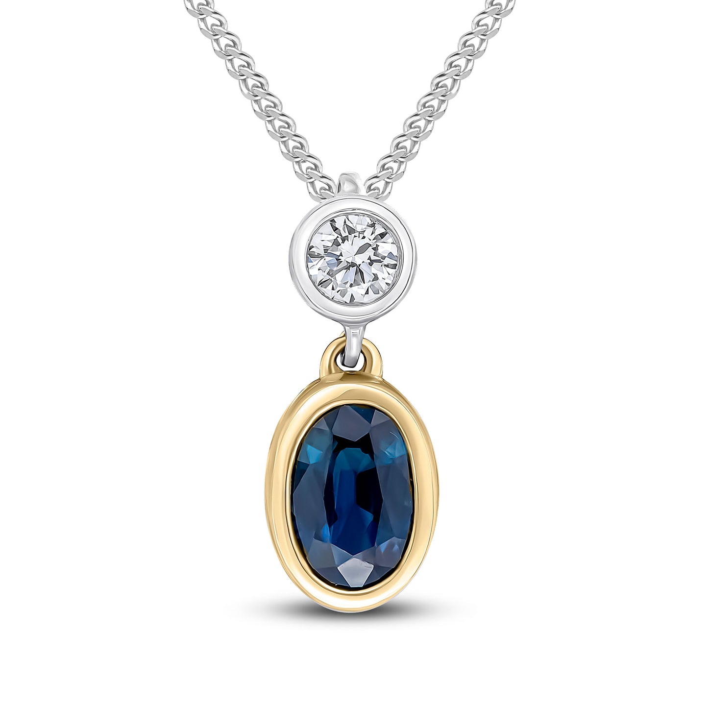 18ct Yellow And White Gold Sapphire And Diamond Pendant