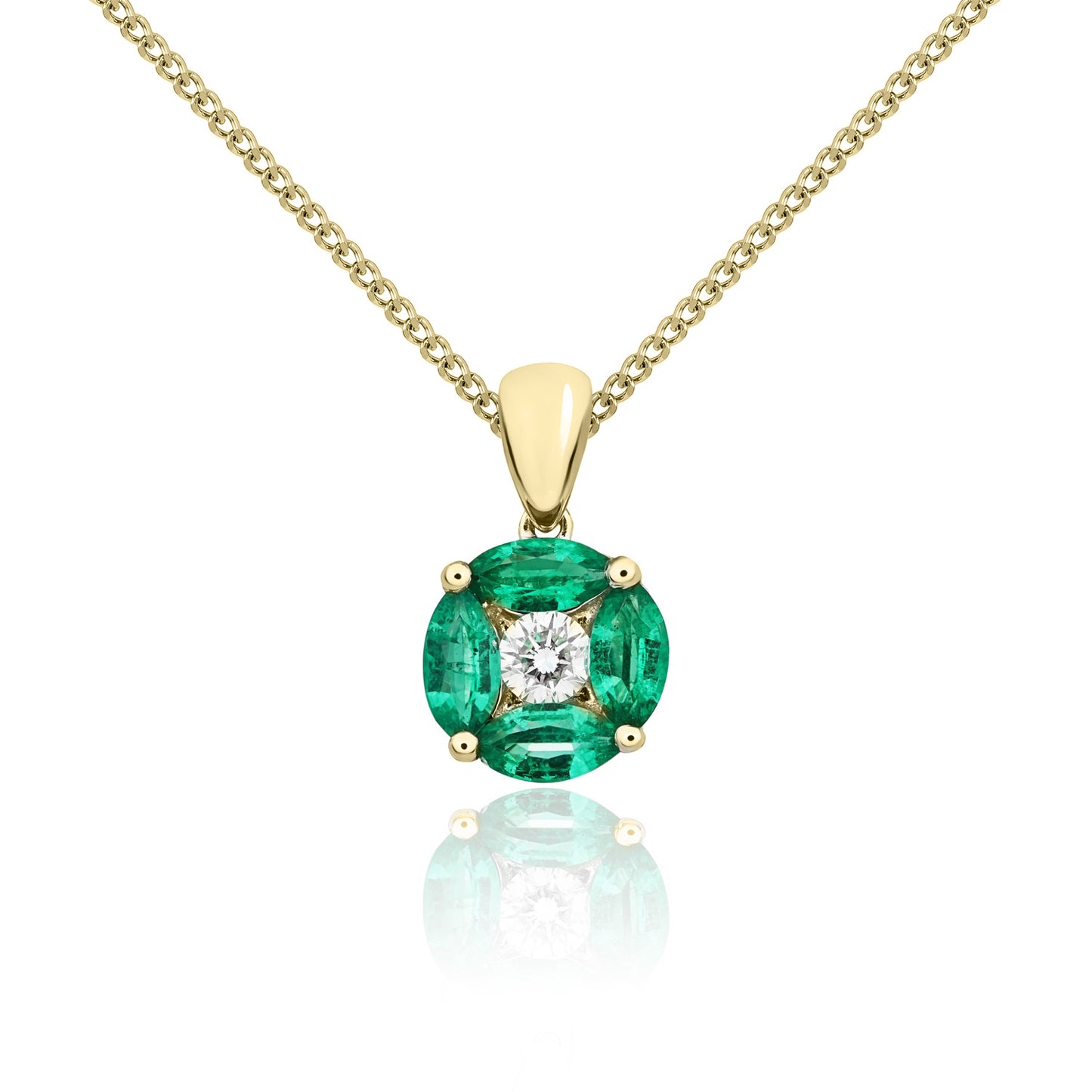 18ct Yellow Gold Emerald And Diamond Pendant.