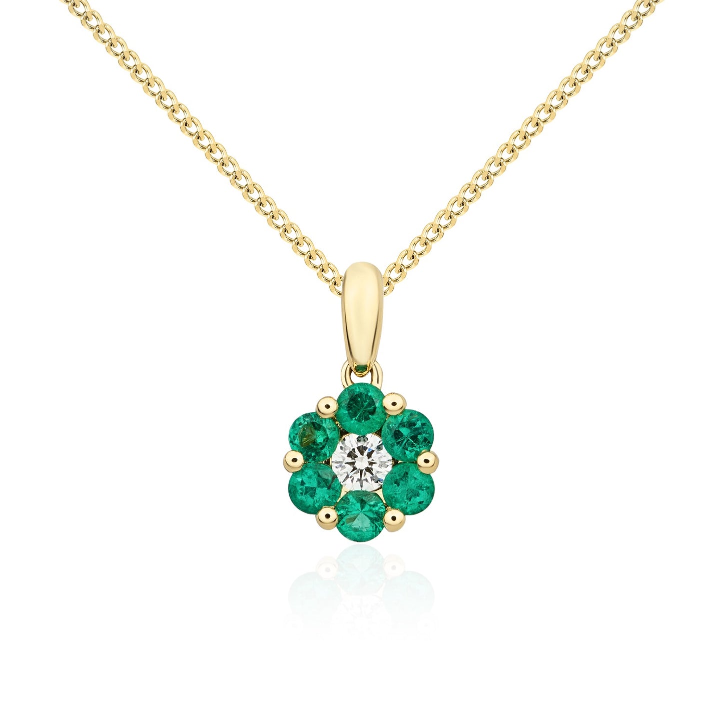 18ct Yellow Gold Emerald And Diamond Pendant.