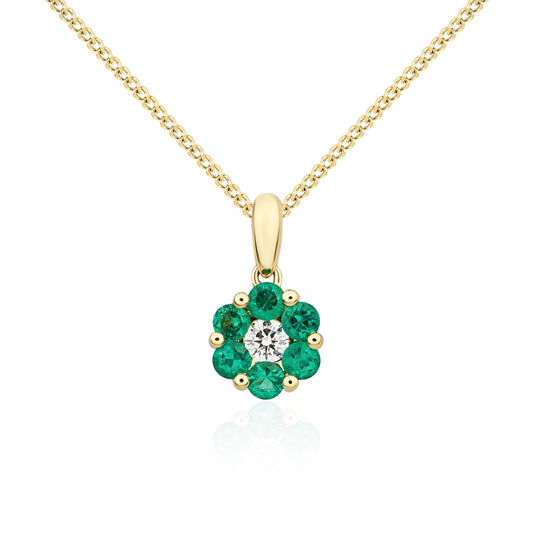 18ct Yellow Gold Emerald And Diamond Pendant.