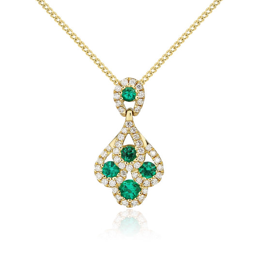 18ct Yellow Gold Emerald And Diamond Pendant.