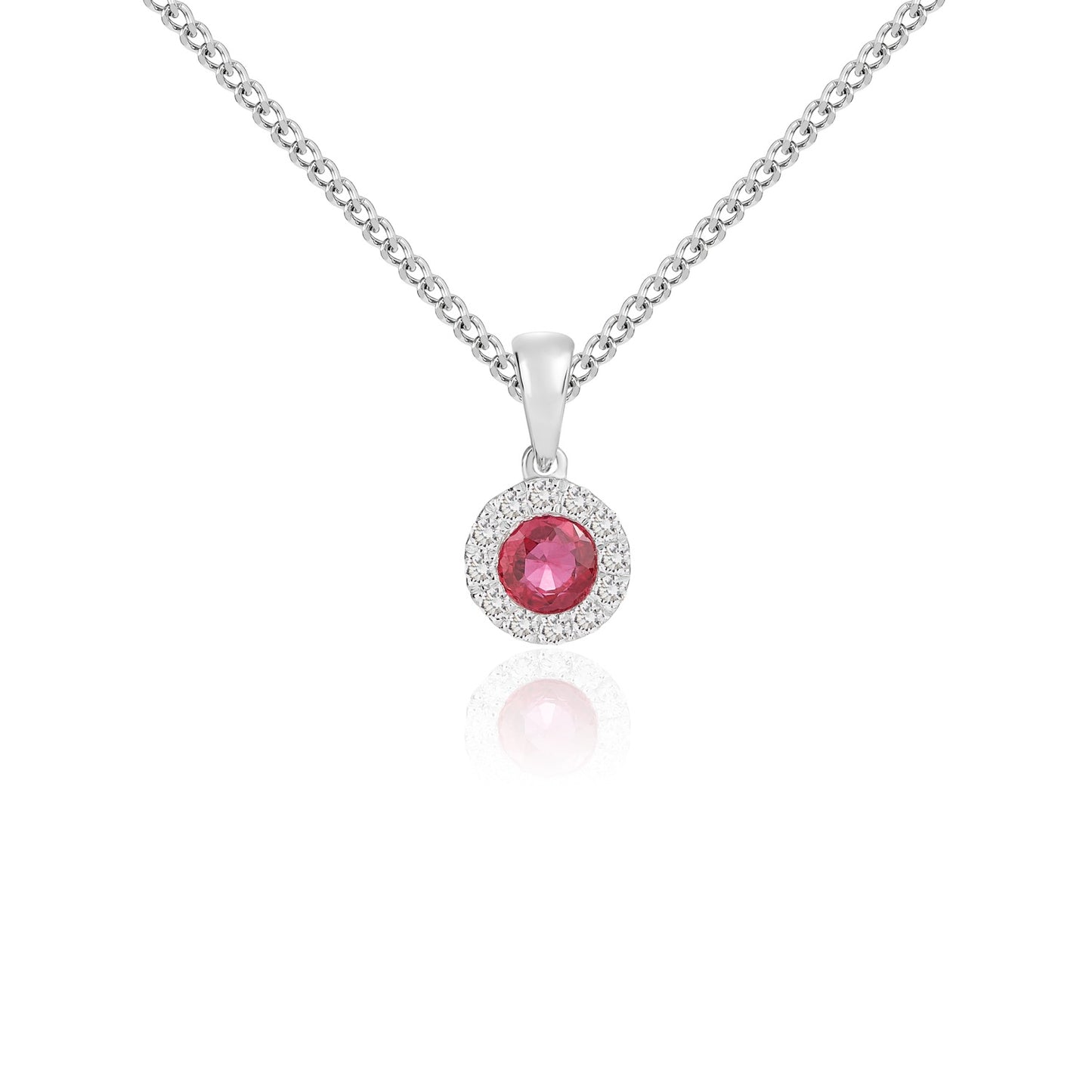 18ct White Gold Ruby And Diamond Pendant.