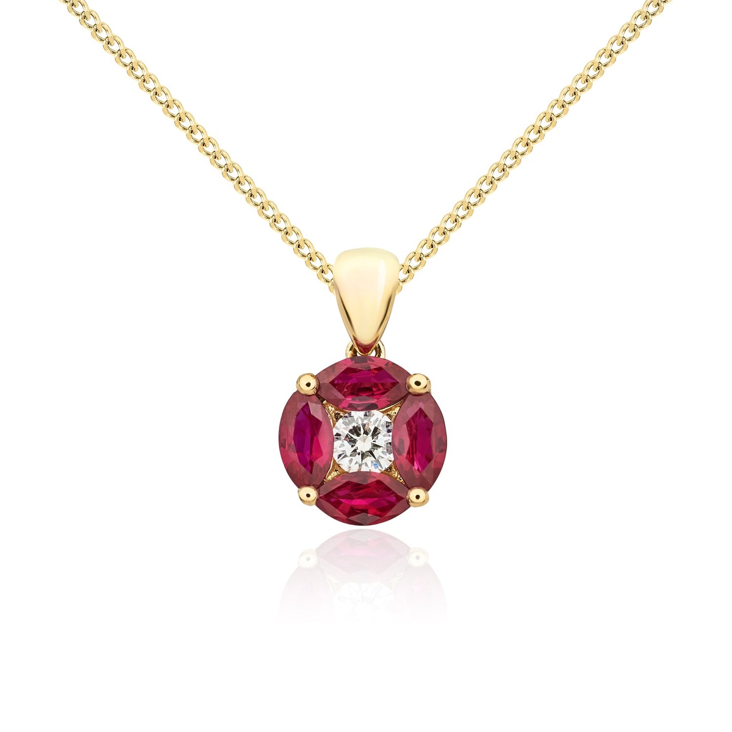 18ct Yellow Gold Ruby And Diamond Pendant.