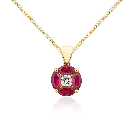 18ct Yellow Gold Ruby And Diamond Pendant.