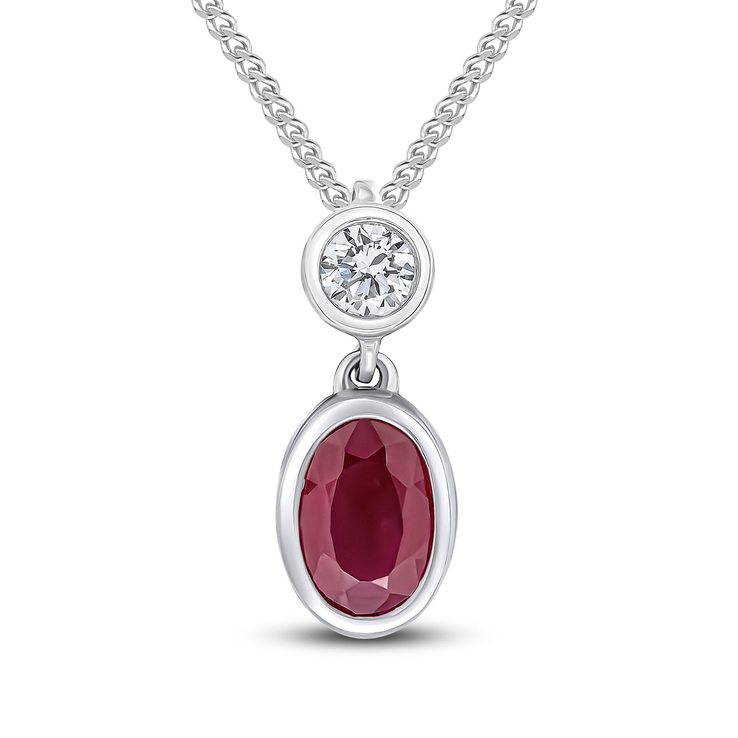 18ct White Gold Ruby And Diamond Pendant.