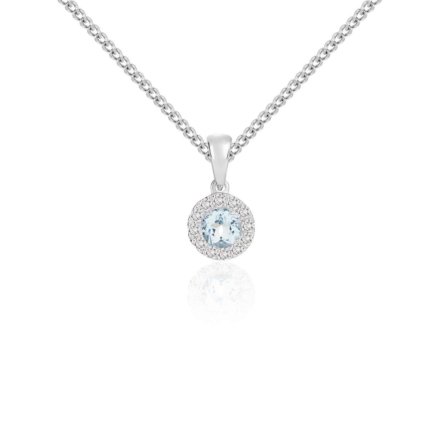 18ct White Gold Aqua And Diamond Pendant.