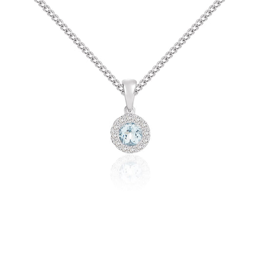 18ct White Gold Aqua And Diamond Pendant.