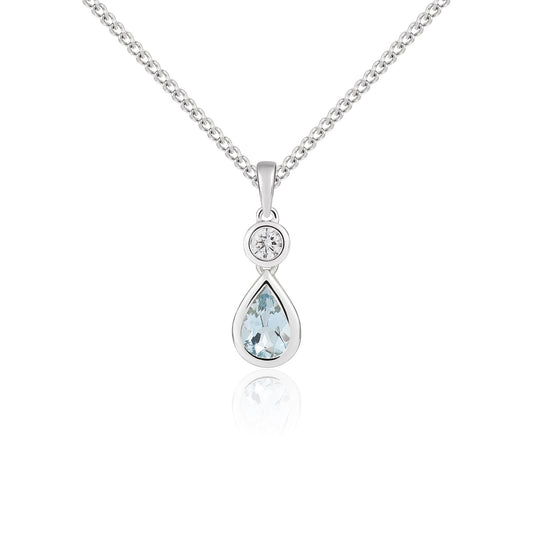 18ct White Gold Aqua And Diamond Pendant.