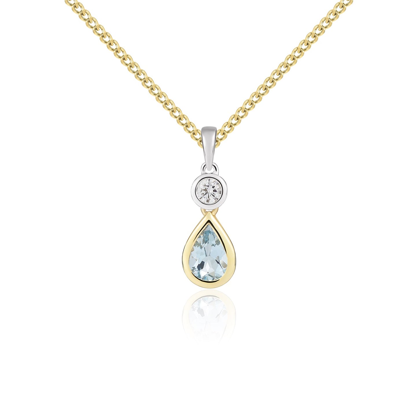 18ct Yellow And White Gold Aqua And Diamond Pendant.
