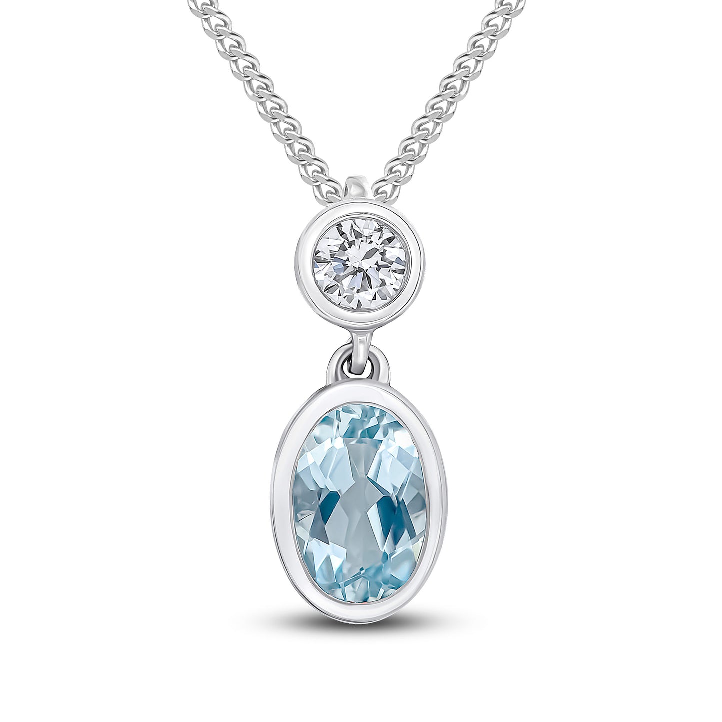 18ct White Gold Aqua And Diamond Pendant.