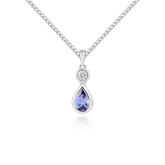 18ct White Gold Tanzanite And Diamond Pendant.