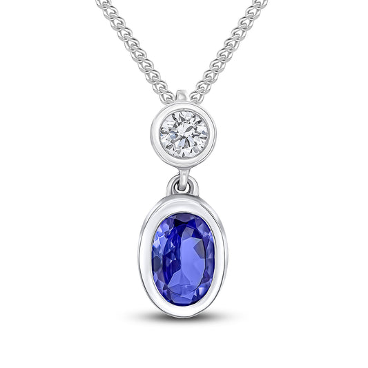 18ct White Gold Tanzanite And Diamond Pendant
