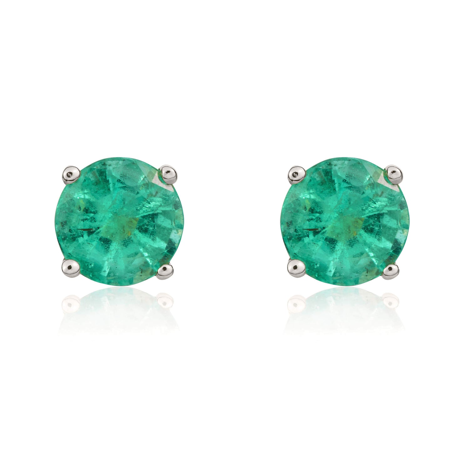 9ct White Gold And Emerald Earrings.