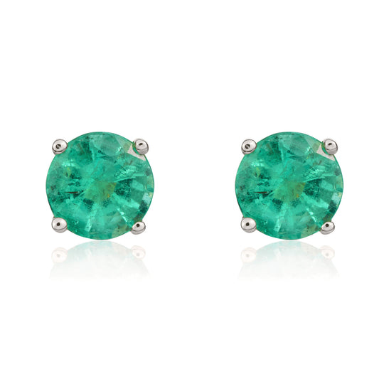 9ct White Gold And Emerald Earrings.