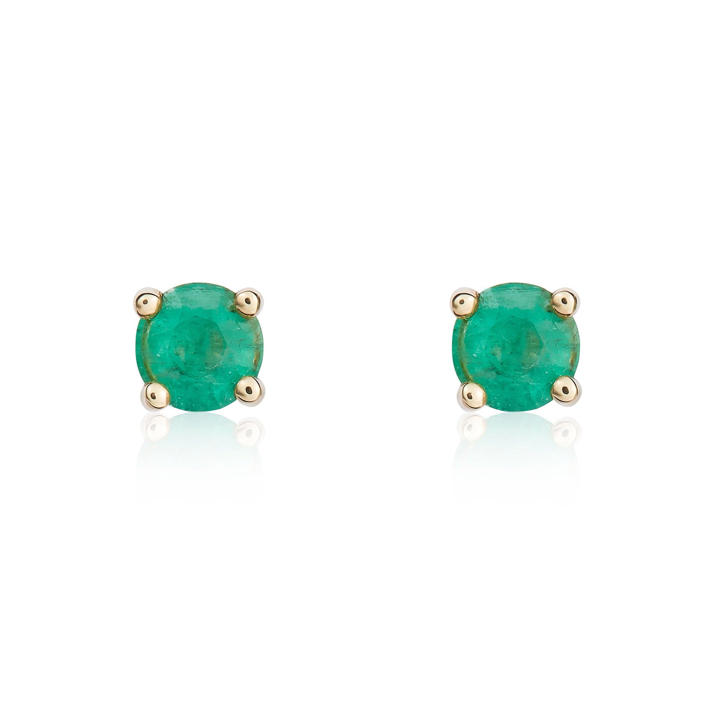 9ct Yellow Gold And Emerald Earrings.