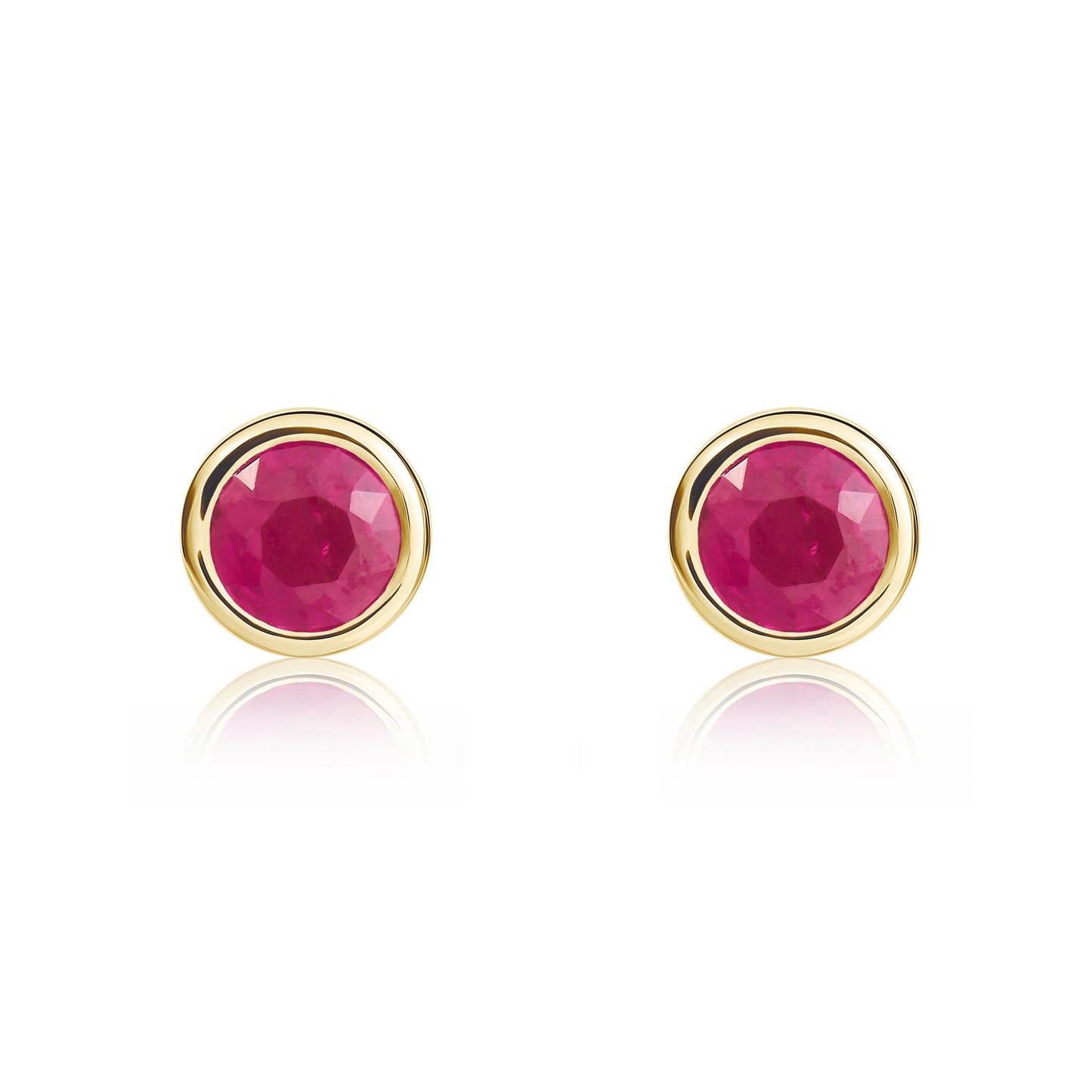 9ct Yellow Gold And Ruby Earrings