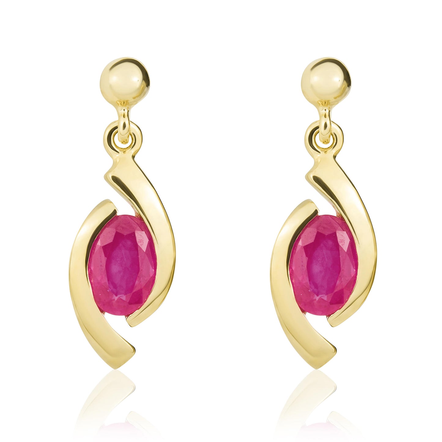 9ct Yellow Gold And Ruby Earrings