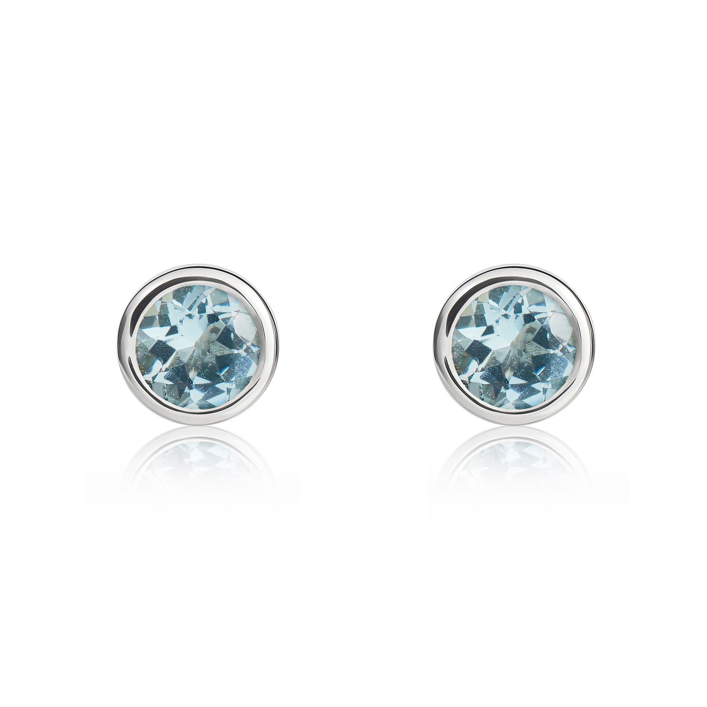 9ct White Gold And Aqua Earrings