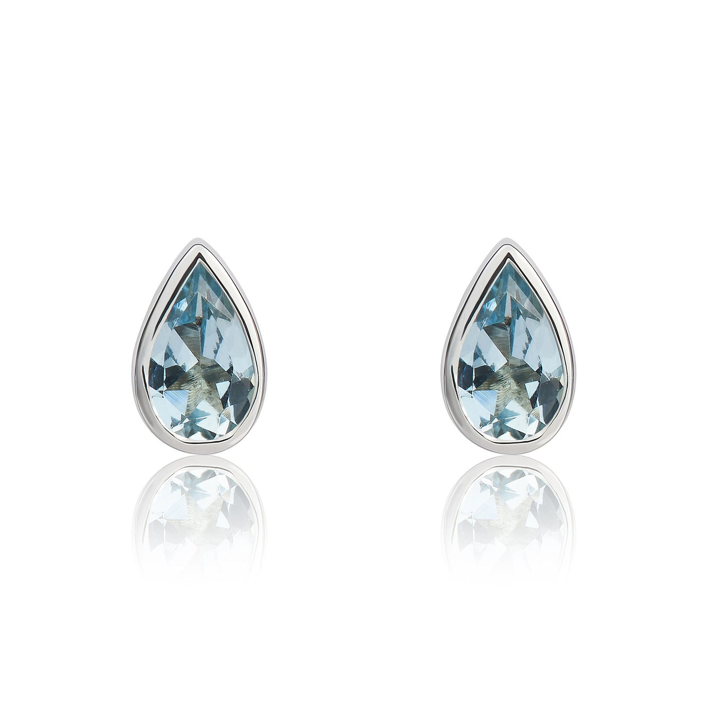 9ct White Gold And Aqua Earrings