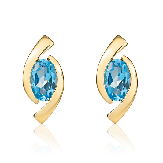 9ct Yellow Gold And Topaz Earrings.