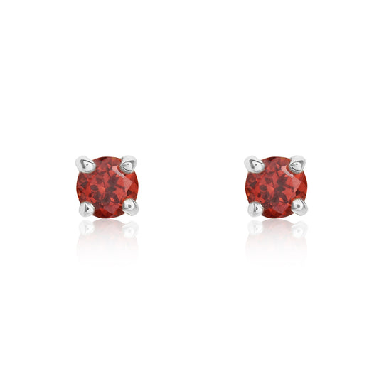 9ct White Gold And Garnet Earrings