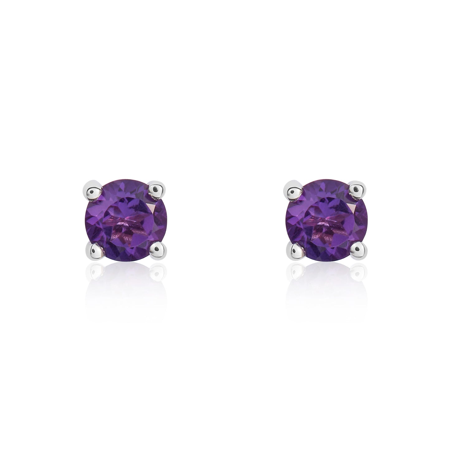 9ct White Gold And Amethyst Earrings.