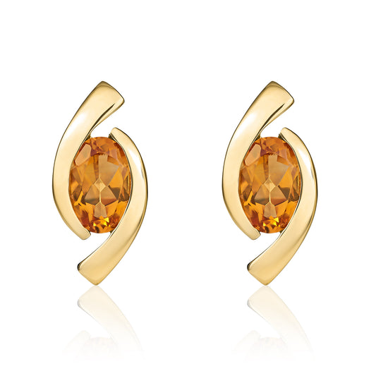 9ct Yellow Gold And Citrine Earrings