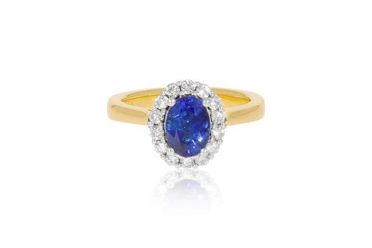 18ct Yellow and White Gold Sapphire and Diamond Ring