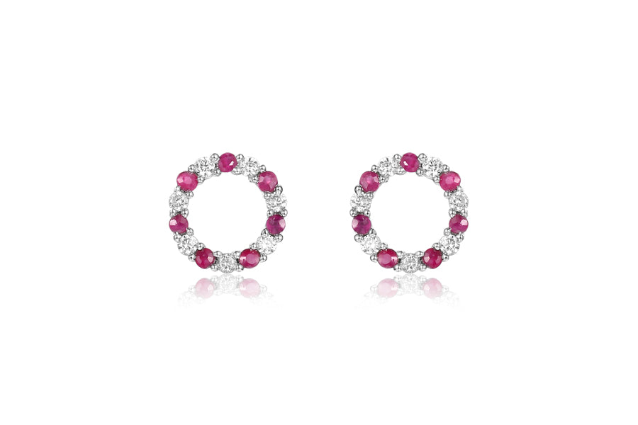 Silver Ruby and Cubic Zirconia Earrings