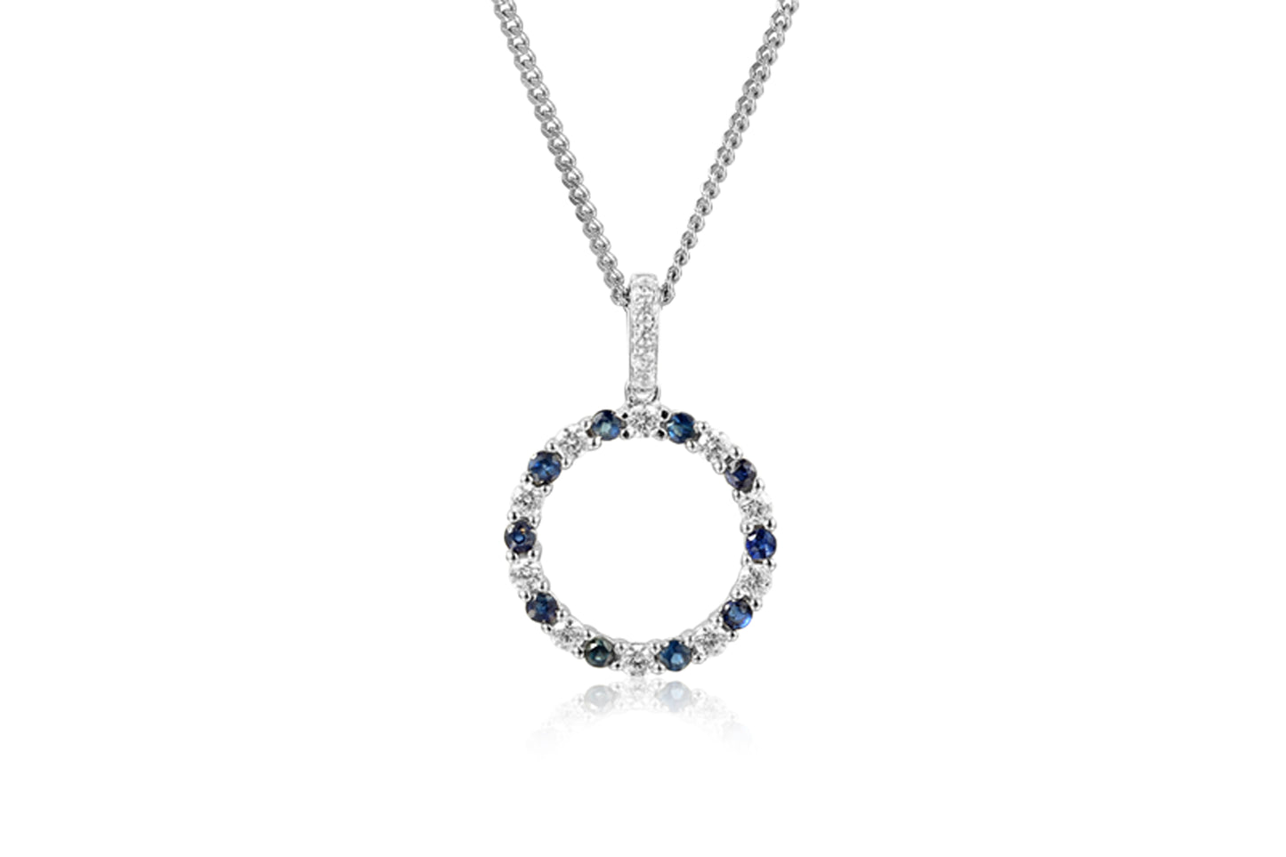 Silver Sapphire and Cubic Zirconia Necklace