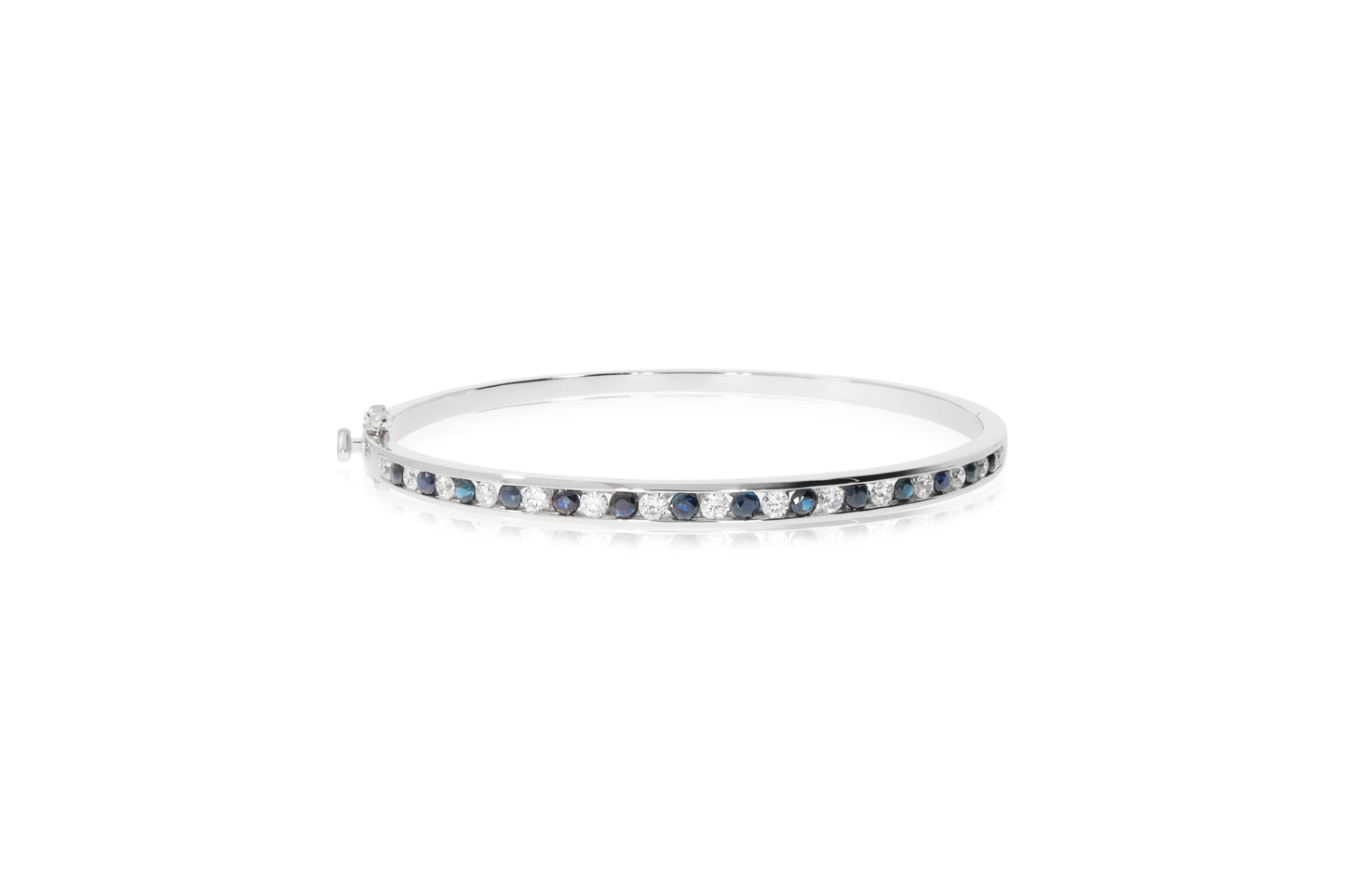 Silver Sapphire and Cubic Zirconia Bangle