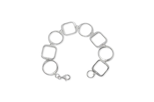 Silver Square and Circle Bracelet