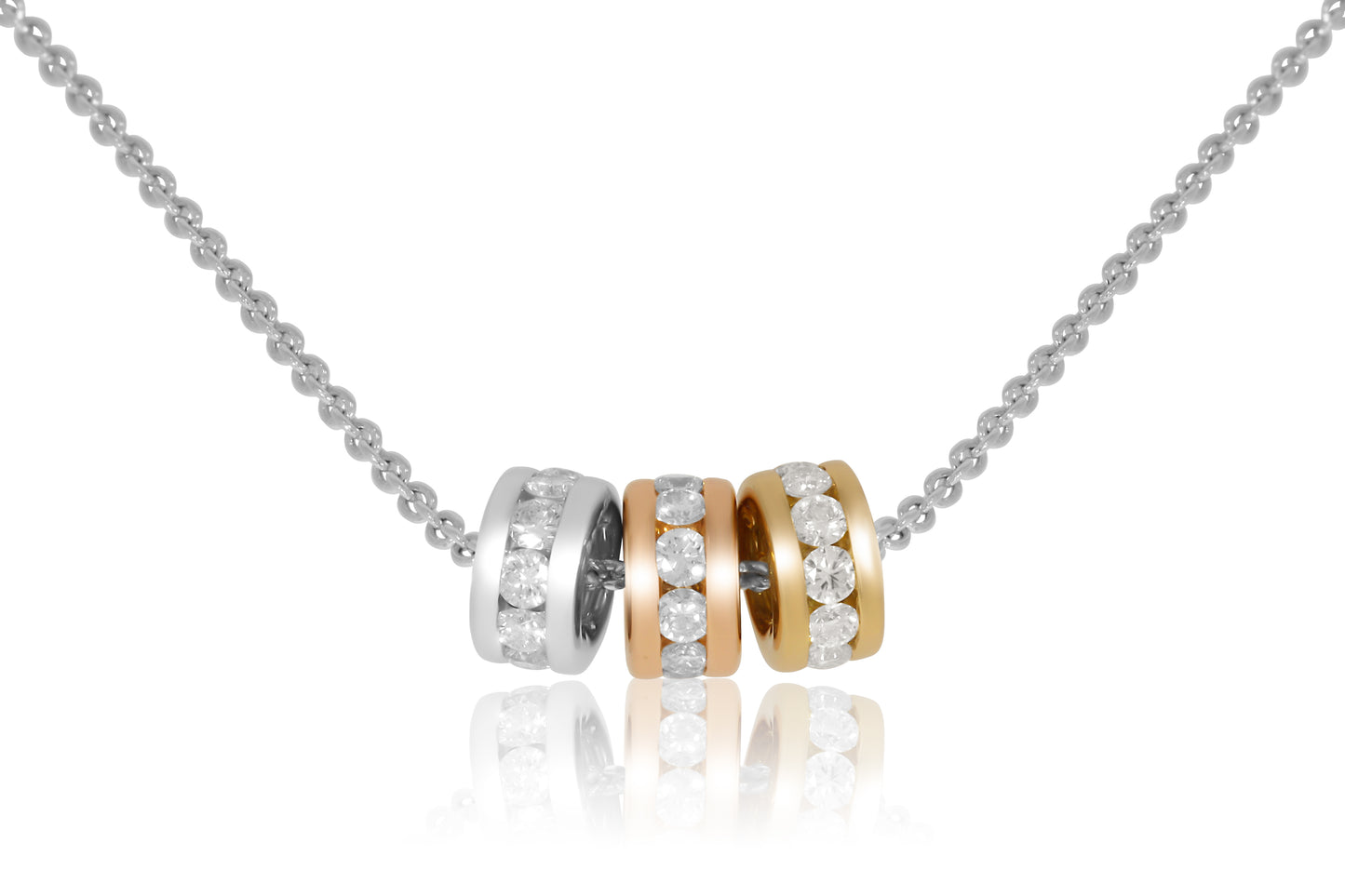 18ct Three Tone Gold Ring Diamond Necklace