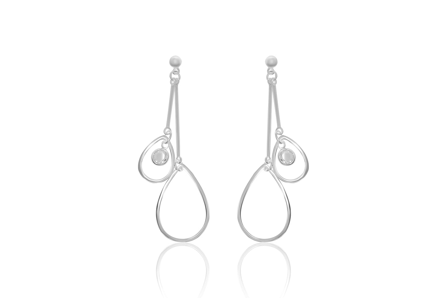 Silver Teardrop Drop Earrings