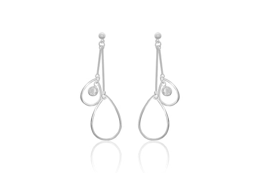 Silver Teardrop Drop Earrings