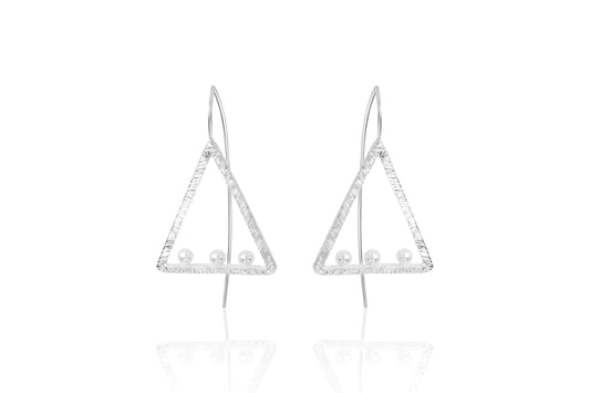 Silver Triangle Hook Earrings