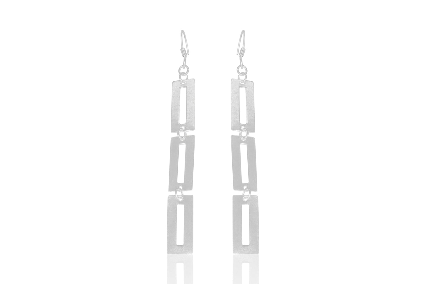 Silver Rectangle Cascade Earrings