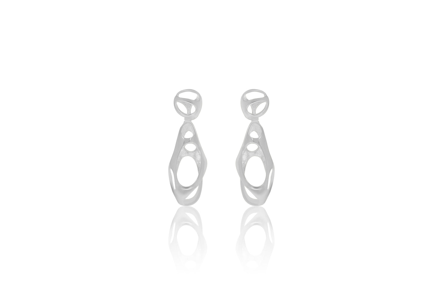 Silver Abstract Teardrop Earrings