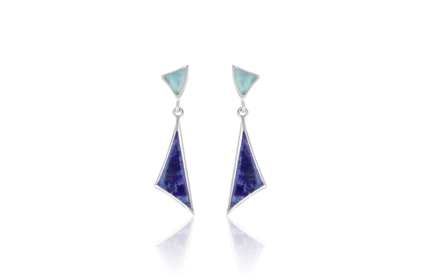 Silver Larimar and Lapis Earrings