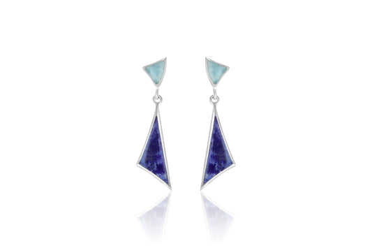 Silver Larimar and Lapis Earrings