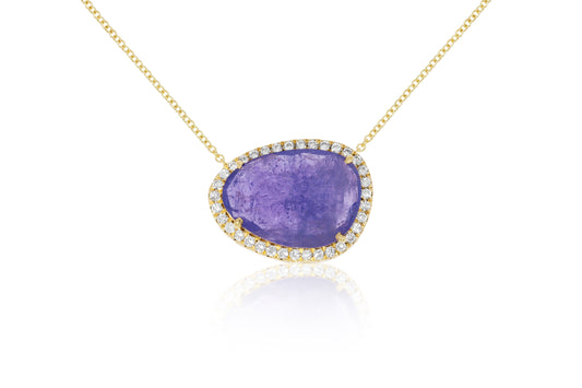 18ct Yellow Gold Tanzanite and Diamond Necklace