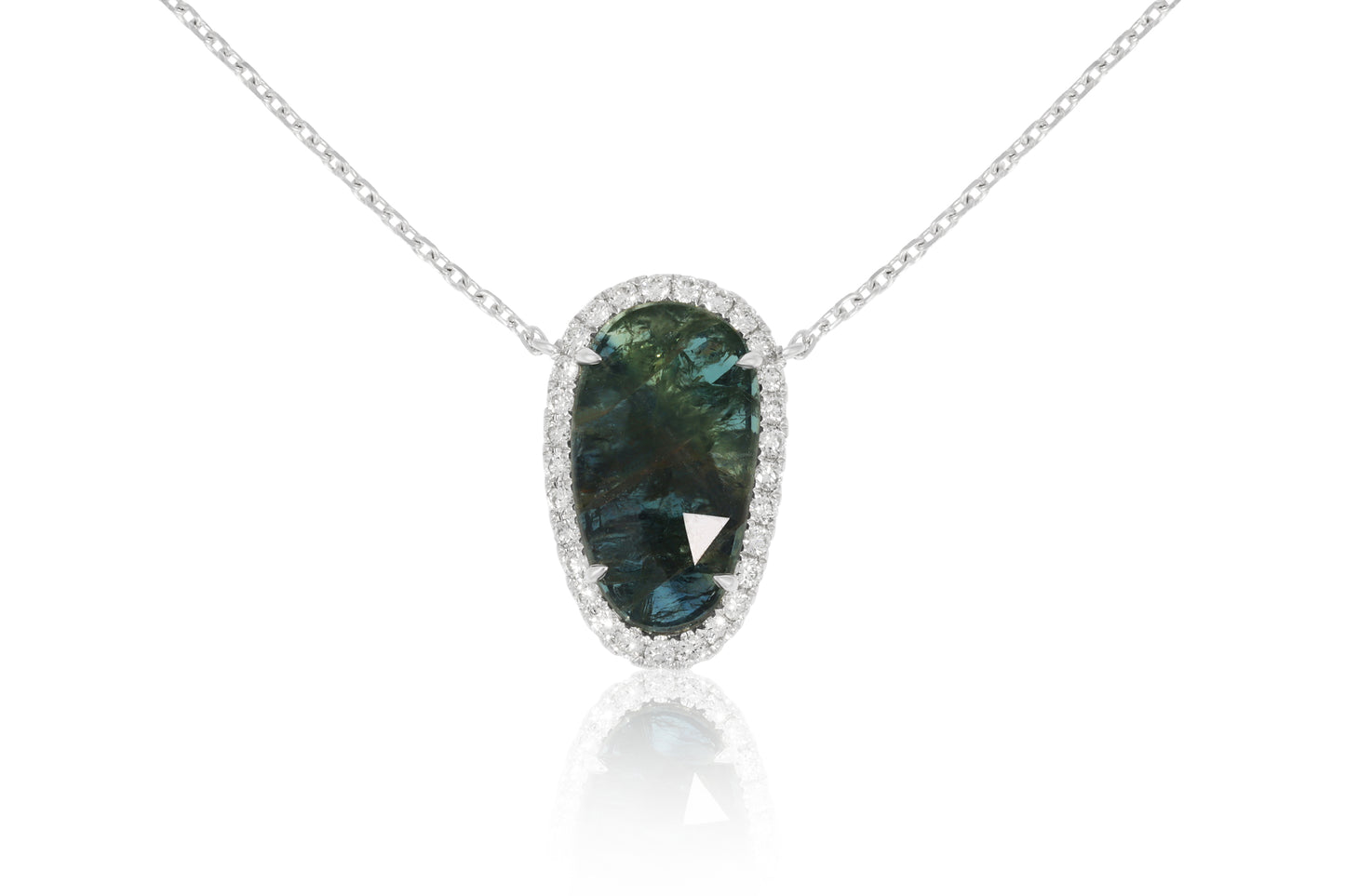 18ct White Gold Sapphire and Diamond Necklace