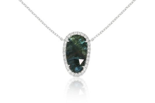 18ct White Gold Sapphire and Diamond Necklace