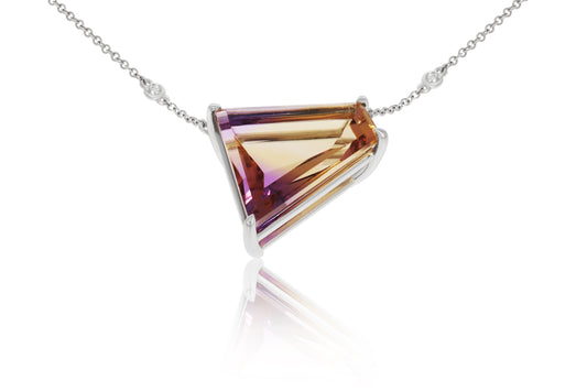 18ct White Gold Diamond and Ametrine Necklace