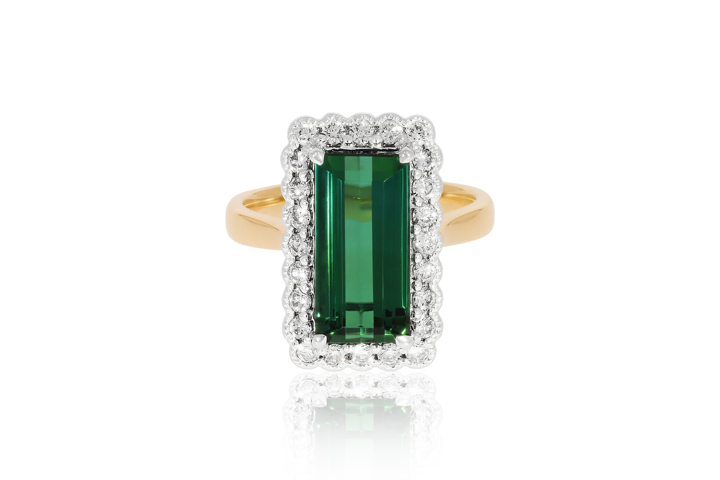 18ct Yellow and White Gold Tourmaline and Diamond Ring