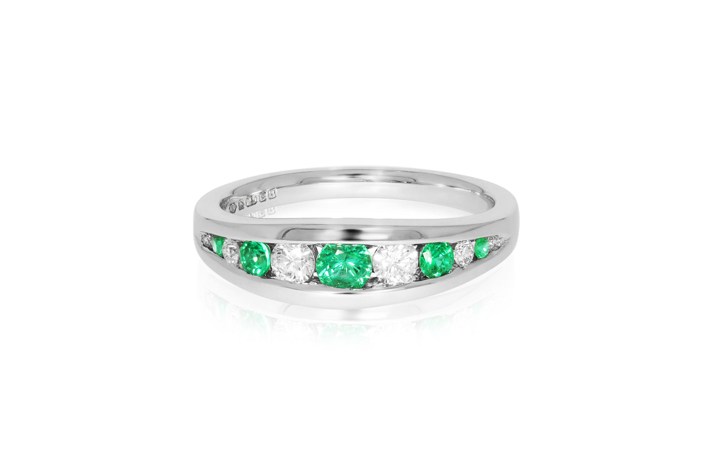 18ct White Gold Emerald and Diamond Ring