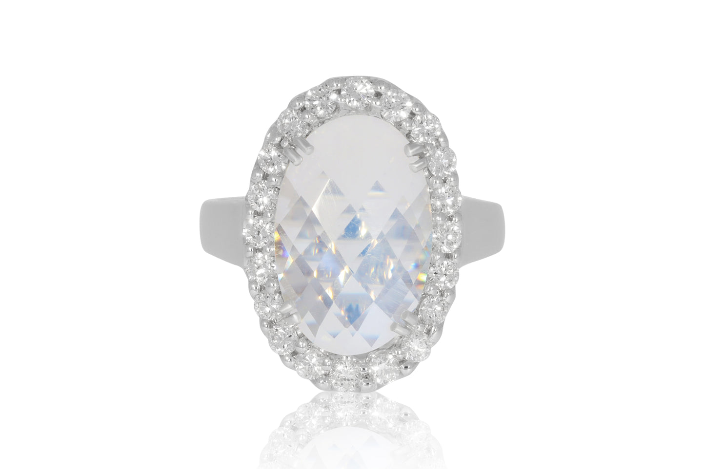 18ct White Gold Moonstone and Diamond Ring