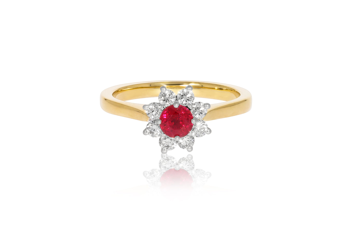 18ct Yellow Gold Diamond and Ruby Ring